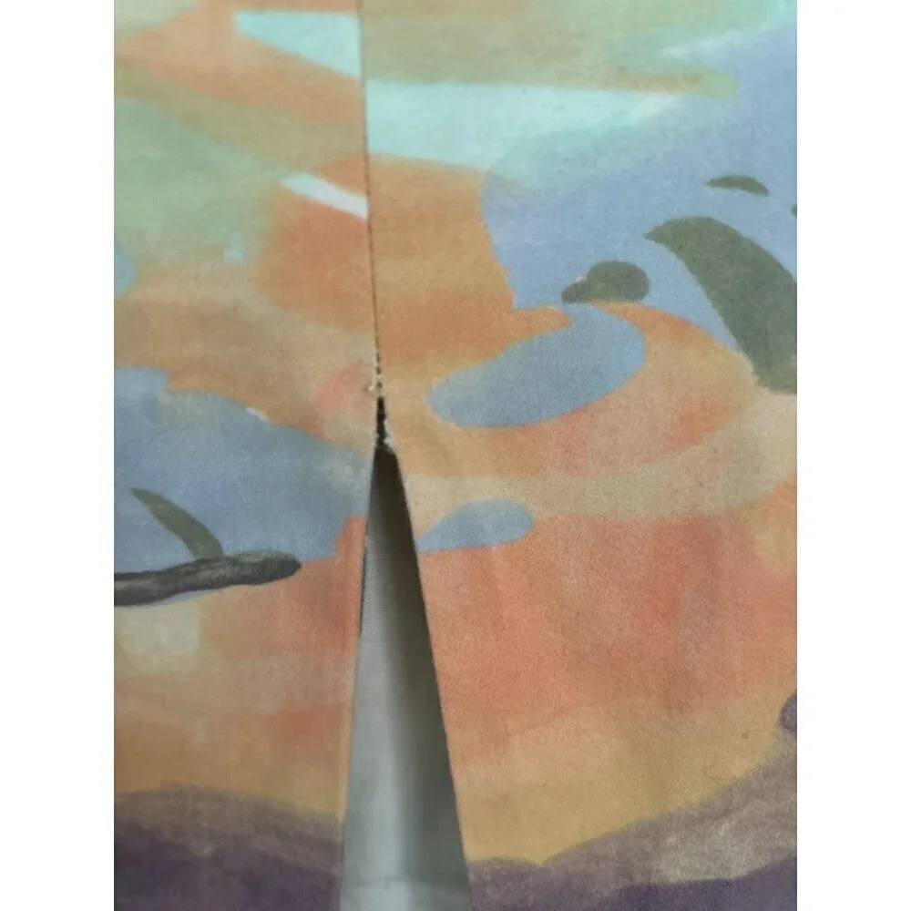 Anthropologie Kevin O'Brien Pencil Skirt Lined in Watercolor Landscape Size 00